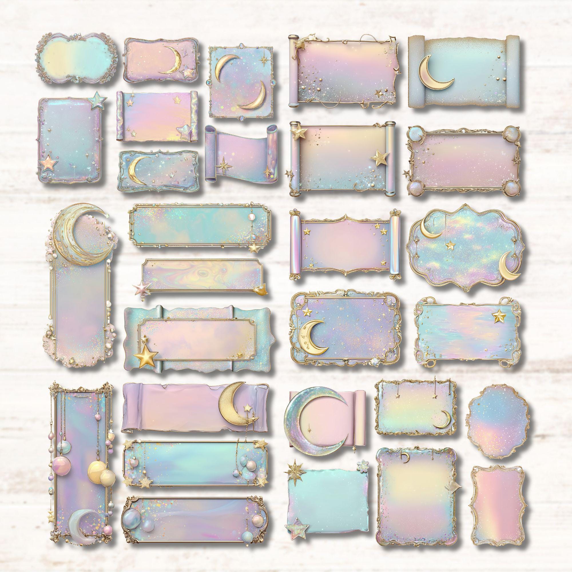 Celestial Dream Labels Printable Ephemera, Moon Star Junk Journal ...