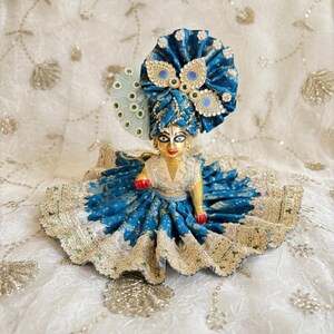 Blå Radha Krishna Klänning Set, Laddu Gopal Kanha Ji Klänning, Indian God Idol Outfit