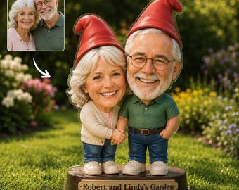 Coppia di gnomi personalizzata da foto, paletto da giardino in acrilico personalizzato, regalo commovente per genitori, nonni e nonne