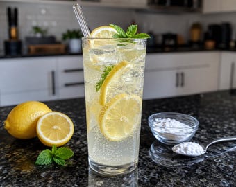 Lemon Baking Soda Recipe for Weight Loss, 3 Ingredient Morning Detox, Belly Fat Flush Wellness Drink, Printable PDF, Keto Healthy Soda Water