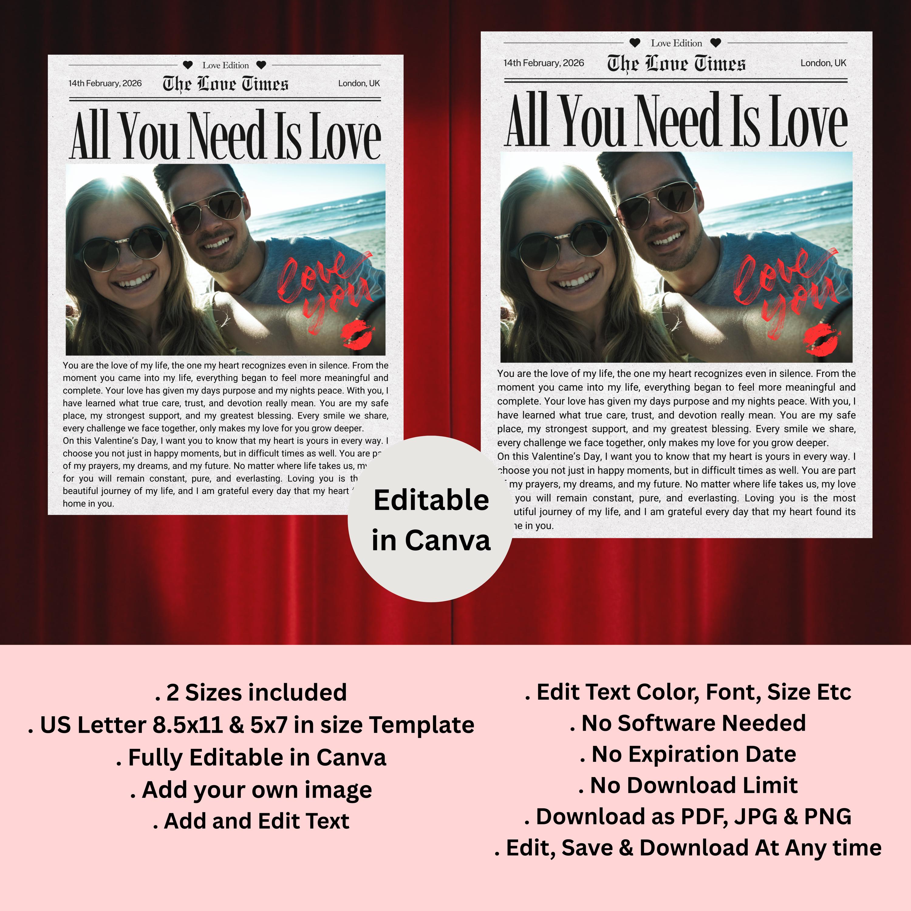 Valentine's Cupid Post Newspaper Template, Valentines Day Newspaper
