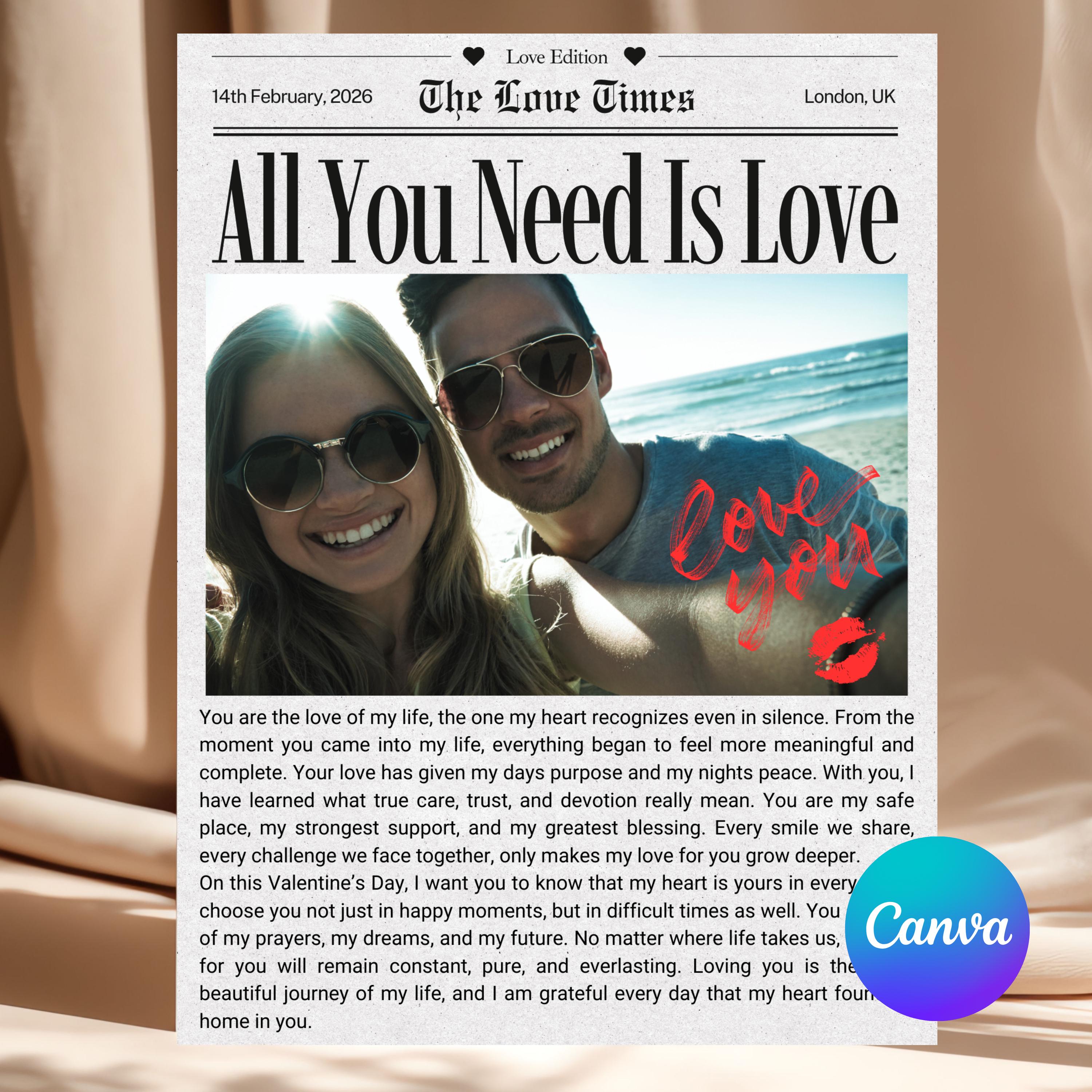 Valentine's Cupid Post Newspaper Template, Valentines Day Newspaper