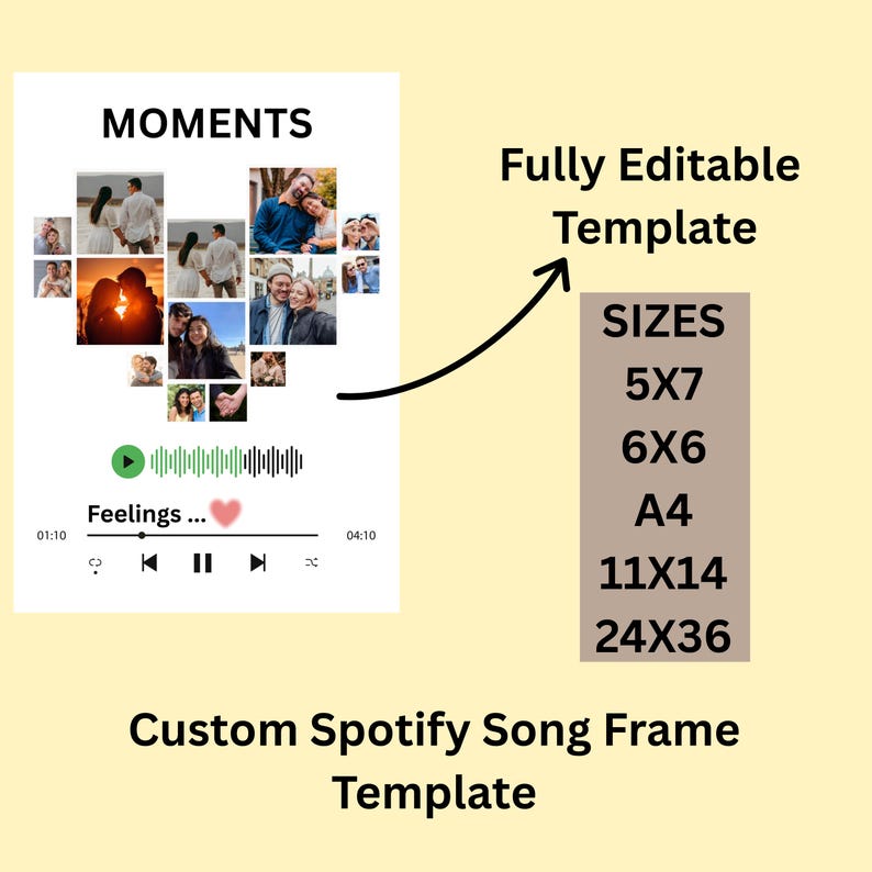 Personalized Spotify Song Photo Collage Print, Custom Music Art ...