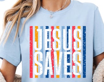 Jesus Saves Shirt, Christian Faith Tee, Vintage Bible Verse Shirt, Religious Graphic Tee, Gildan Christian Gift