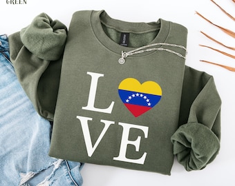 Love Venezuela Flag Sweatshirt Unisex Country Pride Pullover Cozy Graphic Gift