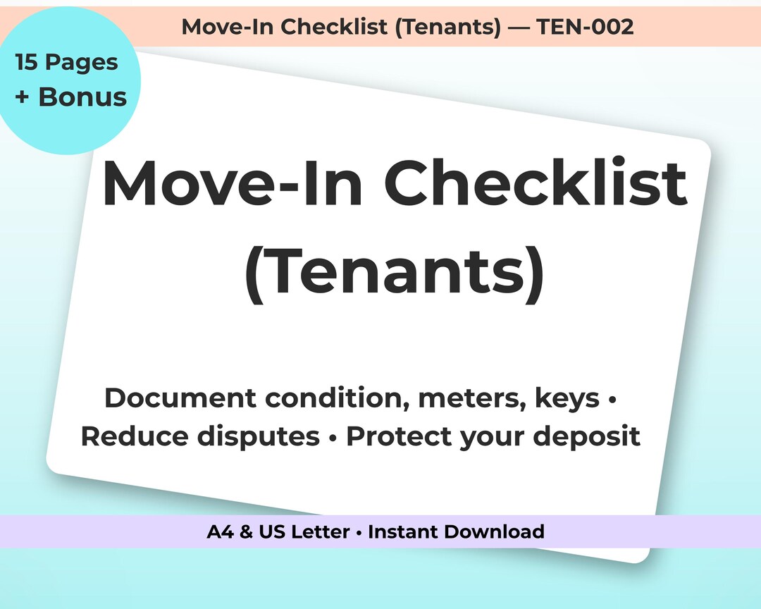 Move-in Checklist for Tenants | Inventory, Meters, Keys + Wallet Card ...