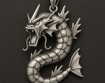Antique Silver-Tone Dragon Pendant: Gothic Serpent Charm Necklace