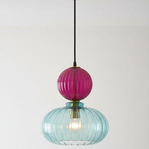 Chromatic Stacks" Hand-Blown Glass Pendant – Customizable Color & Proportional Sizing