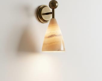 Vintage Brass Marble Wall Sconce Lamp: Luxury Lighting