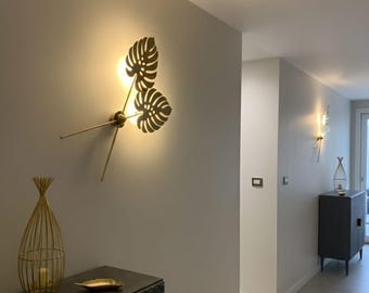 Handmade Copper Leaf Wall Sconce, Nature-Inspired Modern Fixture (50cm)