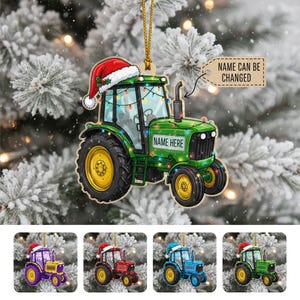 Personalized Christmas Tractor Ornament, Custom Farmer Gift, Farmhouse Decor, Acrylic Tractor Ornament, Christmas Decor, Farm Life Gift
