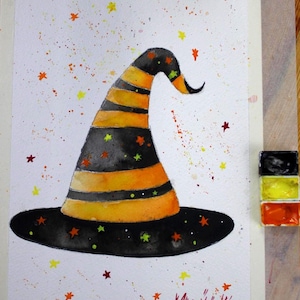Halloween Witch Hat Watercolor Digital Painting Tutorial - Step-by-Step Magical Painting Lesson