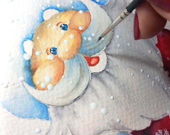 Blue Santa Claus Watercolor Tutorial - Step by Step Christmas Painting Lesson