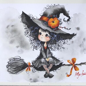 Tutoriel d'aquarelle d'Halloween avec la sorcière douce - Guide d'art numérique étape par étape