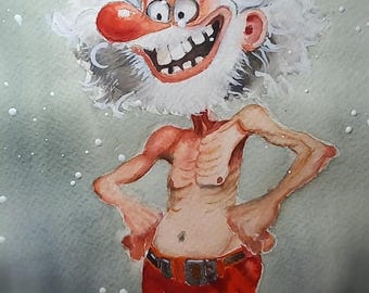 Crazy Santa Watercolor Painting Lesson - Fun Digital Christmas Painting Course