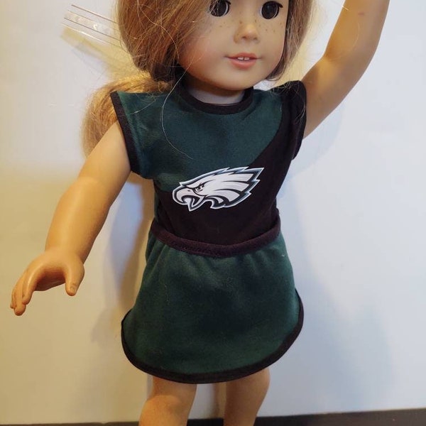 Eagles -cheerleader Philadelphia Eagles Doll skort/top - 16"to 18" dolls, Free shipping