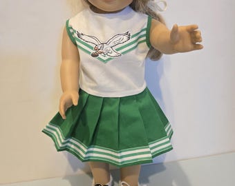 Conjunto de ropa para muñeca Philadelphia Eagles Kelly Green: top y falda plisada (para muñecas de 16 a 18 pulgadas).