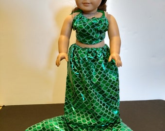 Ariel or Mermaid  3 piece sparkly outfit for 18" American girl type doll