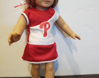 Conjunto de ropa de béisbol de los Philadelphia Phillies para muñecas de 16 a 18 pulgadas.
