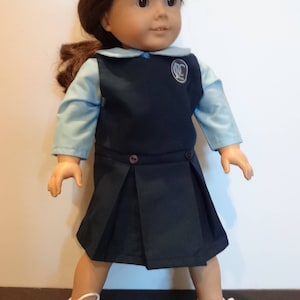 School Uniform Doll Custom outfit with Logo or Name, American girl type doll 18&quot;