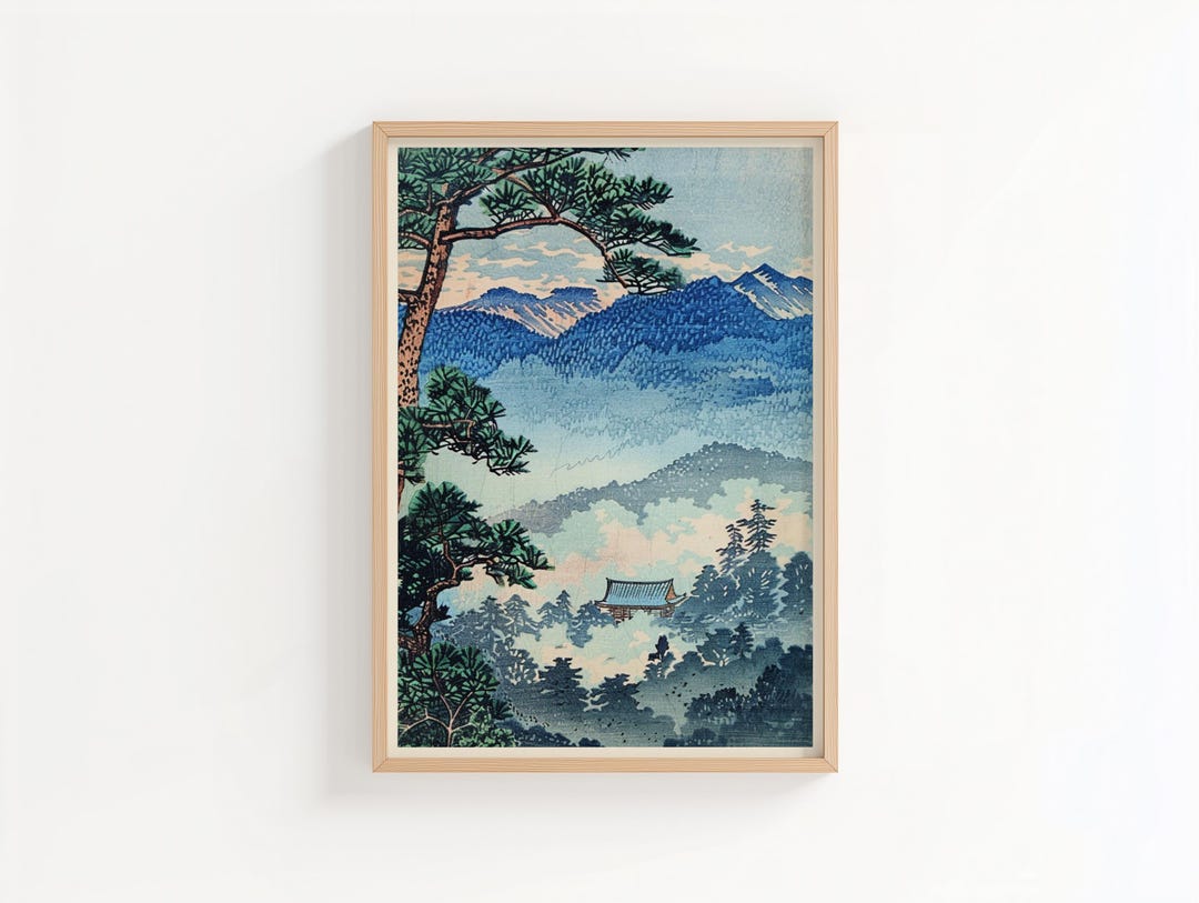 Zen Mountain Landscape Art Print – Japanese Woodblock Inspired Poster ...