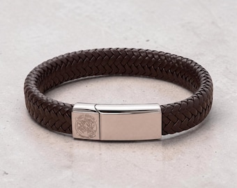 St Michael Gift, Persoanlised Saint Michael Leather Bracelet