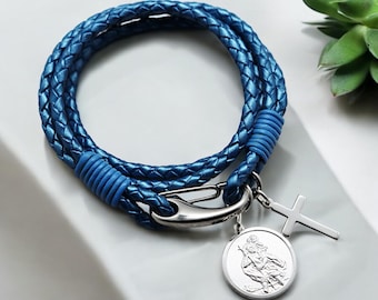 Boys Holy Communion Gift - Saint Christopher Bracelet - Cross Bracelet - Reigious Gift