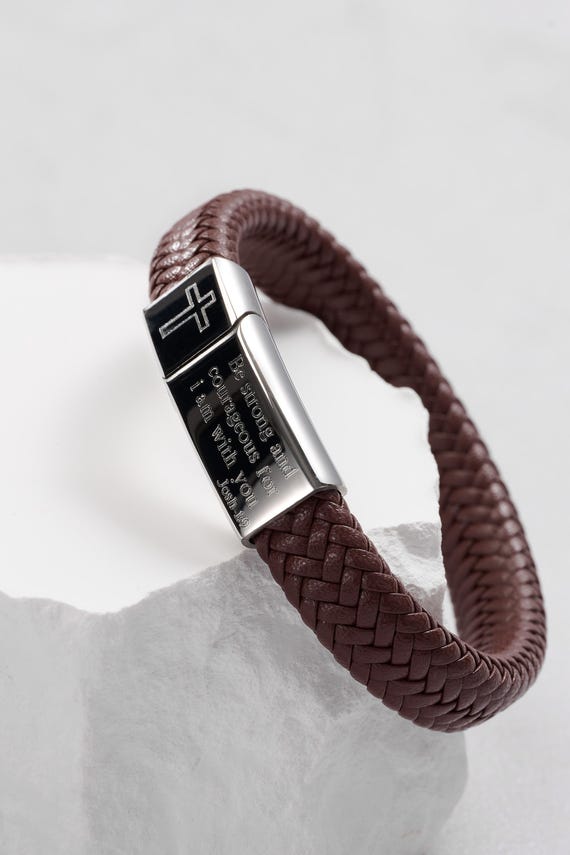 personalized bible verse gift - leather bracelet with bible verse - Personalized Jesus gifts