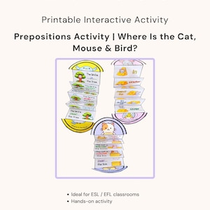 Prepositionsaktivitet | Var är katten, musen och fågeln?
