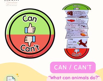 Can and Can’t Activity | ESL Grammar Craft | Interactive Foldable for Kids