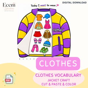 I miei vestiti – Attività con alette da aprire e da ritagliare e incollare / Vocabolario sull'abbigliamento / Materiale stampabile per l'apprendimento dell'inglese come seconda lingua