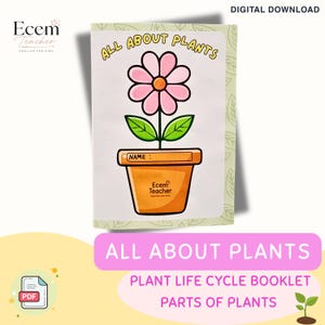 植物のライフサイクルに関するアクティビティブックレット、植物の各部位に関する科学プリント（デジタルダウンロード）
