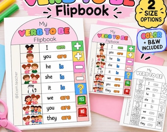 Verb to Be Flipbook | Interactive ESL Grammar Activity | Am Is Are Practice | English Grammar Printable for Kids