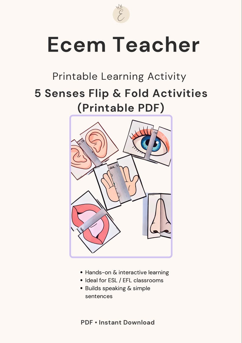 5 Senses Flip & Fold Activities (printable PDF) - Etsy