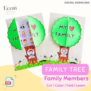 Manualidad de árbol genealógico / Aprendizaje de vocabulario imprimible de inglés como segundo idioma (descarga digital)