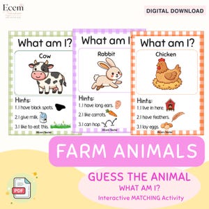農場の動物たち｜動物当てクイズ｜私は何でしょう？｜マッチングアクティビティ