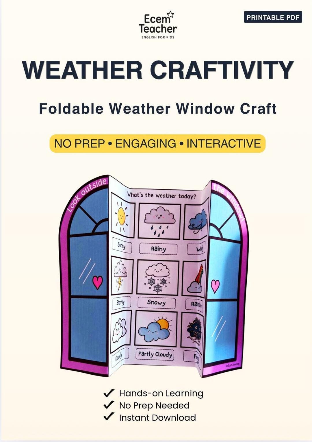 Weather Window Craft Weather Window Craft – Interactive Weather Activity for Kids - Etsy