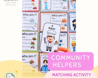 Attività di abbinamento sui mestieri della comunità / Materiale stampabile per l'apprendimento dell'inglese come seconda lingua / Gioco sulle professioni per bambini