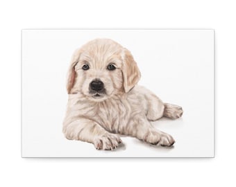 Golden Retriever Puppy Canvas Print / Dog Lover Wall Art / Cute Puppy Painting for Home / Nursery Decor /Pet Artwork/Kids Room