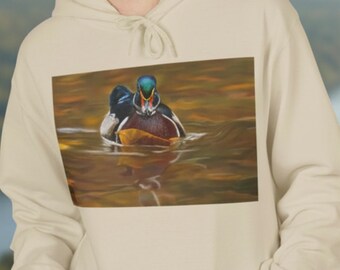 Wood Duck Hoodie / Autumn Waterfowl Sweatshirt / Wildlife Bird Lover Gift / Duck Hunter Clothing / Cozy Nature Hoodie | Wearable Art | Ducks