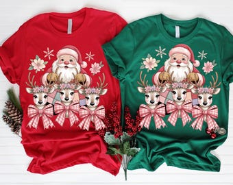 Santa and Reindeer Clipart PNG | Christmas Illustration | Xmas Digital Download