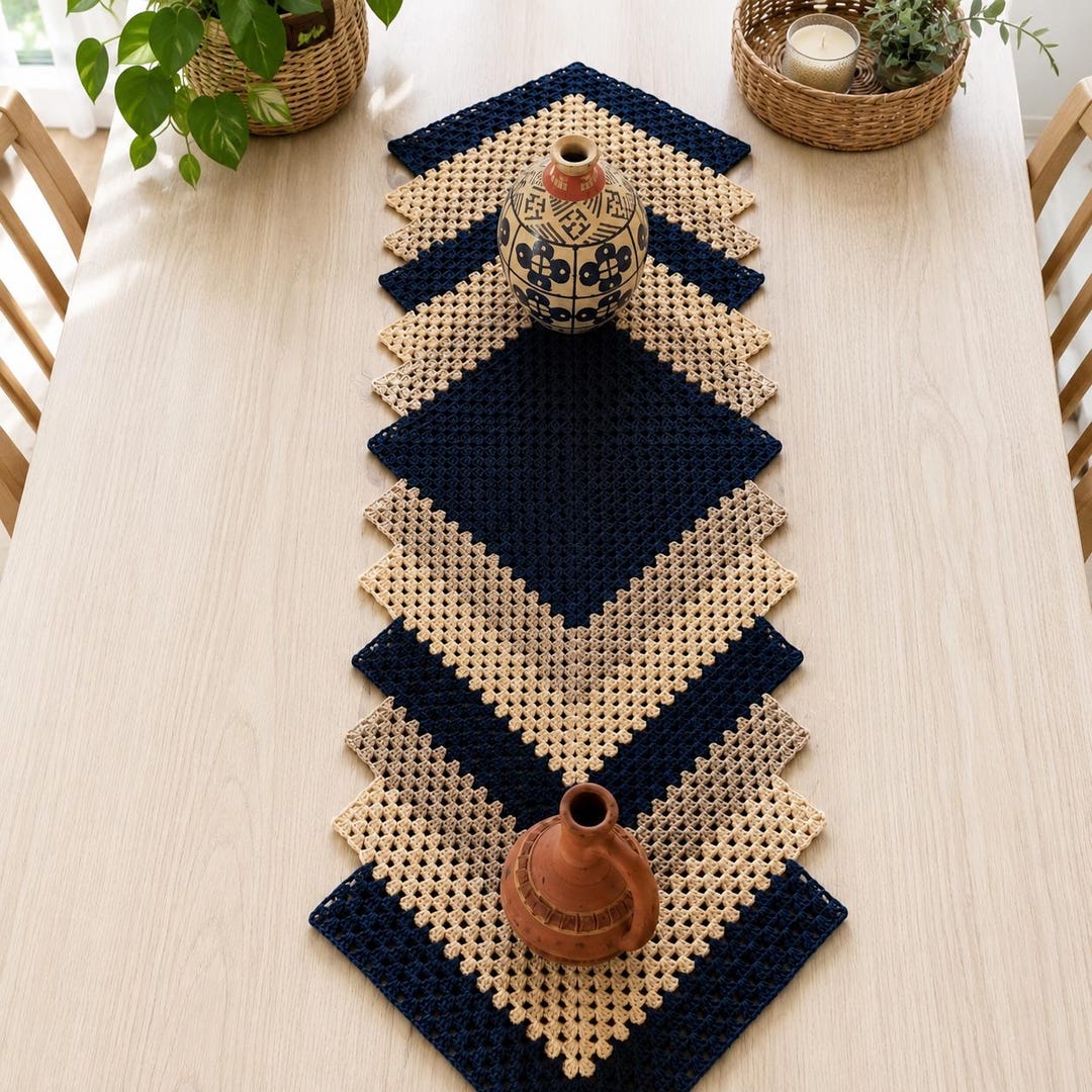 Crochet Chevron Table Runner Pattern Pdf Geomatric Crochet Table Runner ...