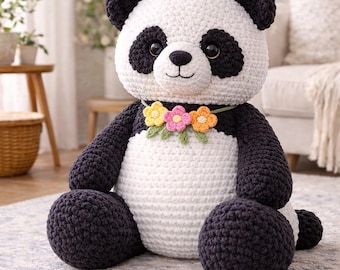 Riesen Panda Häkelanleitung, 1 m Jumbo Amigurumi (PDF-Muster)