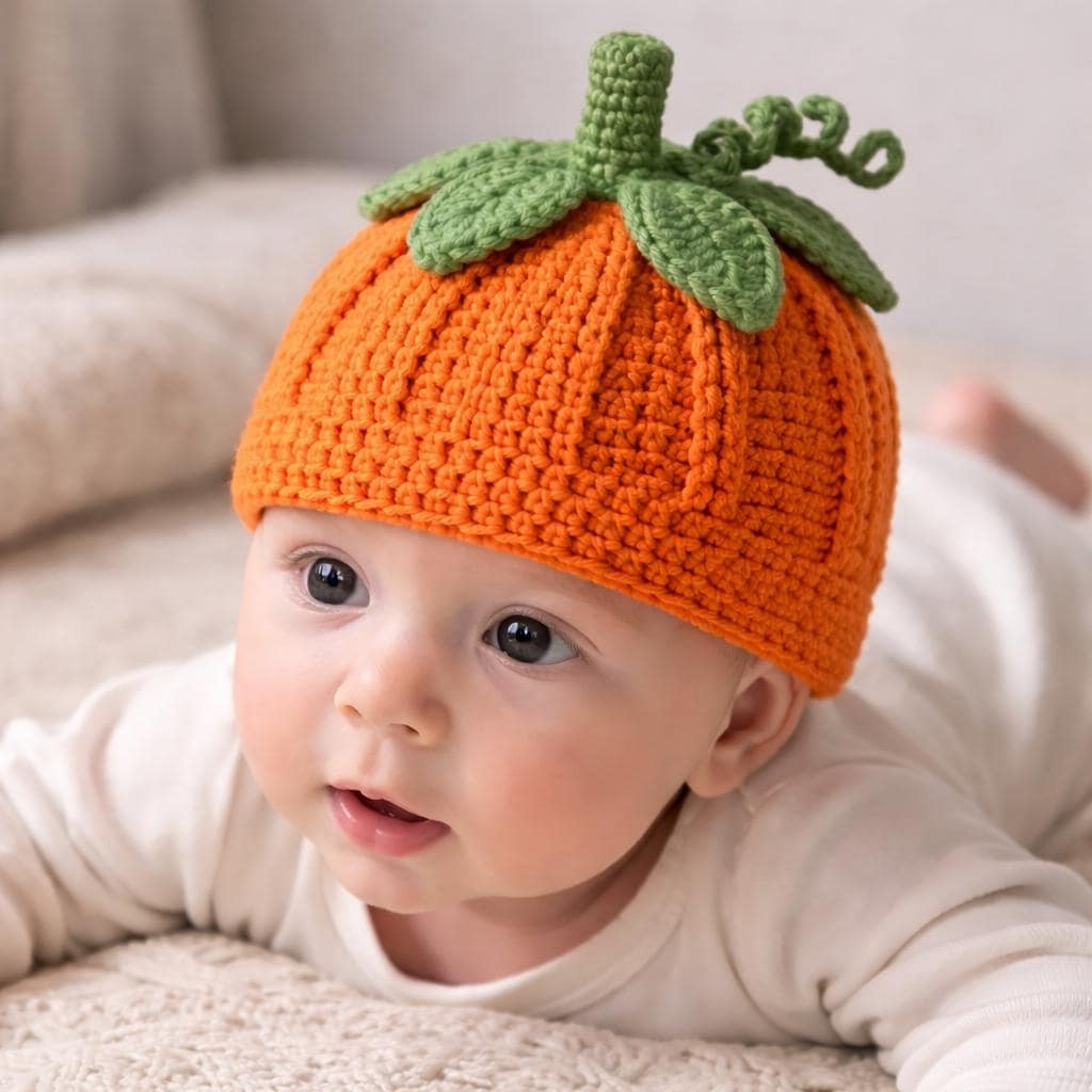 33 Baby Hat Crochet Patterns for Keepsake Gifts, Photo Props, and Everyday Wear 7 Crochet Pumpkin Baby Hat