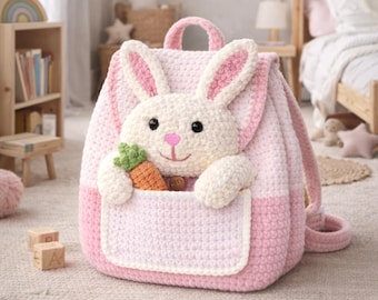 Hase als Rucksack, Häkelanleitung, Häkel-Rucksack für Kind, süßer Amigrumi Rucksack, Plüschtier, Rucksack, PDF, anfängerfreundlich