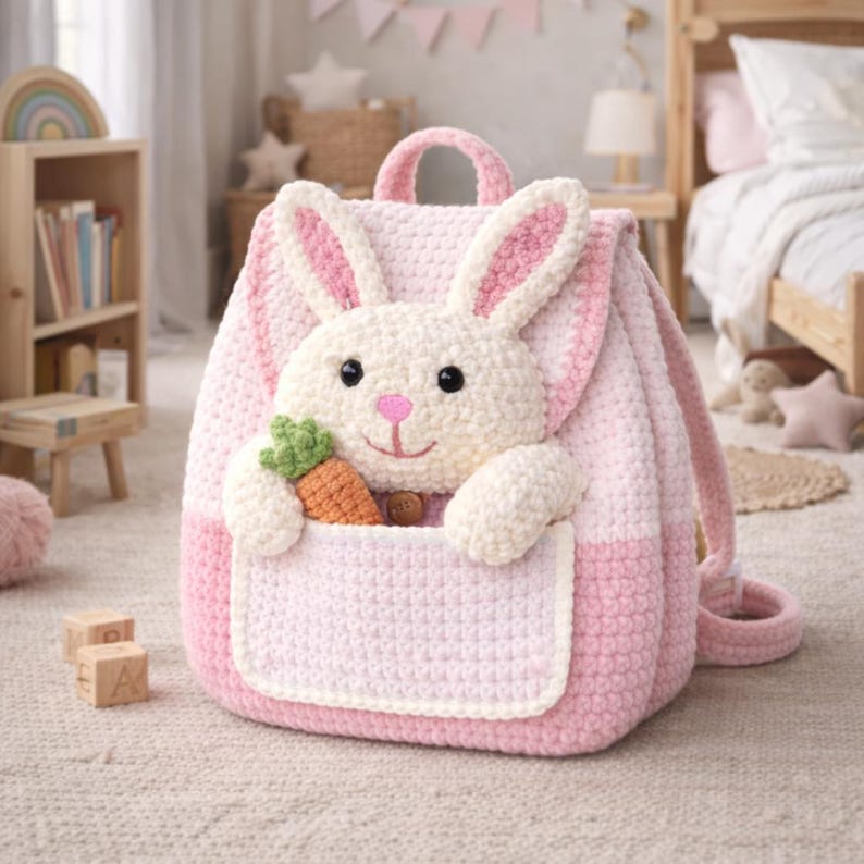 Rabbit Backpack Crochet Pattern Bunny Bag for Kids Cute Amigrumi ...