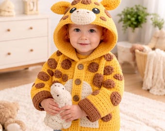 Giraffen Hoodie Muster, 3D Tier Hoodie (PDF Download, 1-4T Größe)
