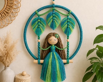 macrame doll wall hanging pattern swing doll diy large nursery decore boho wall art pattern begginer macrame guide instant pdf