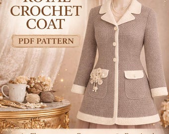 Royal Vintage Häkelmantel Anleitung Hüftlanger Mantel inspiriert 1920er Jahre Stil anfängerfreundlich PDF Download