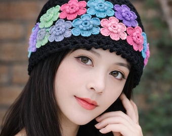 Häkelanleitung Cloche Beanie mit Blumenmuster, anfängerfreundlich (PDF)